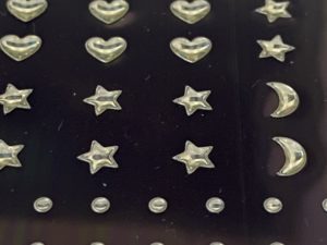 Profi NailArt Sticker - 3D Herzen, Sterne, Mond und Steinchen.