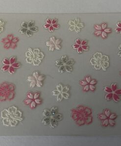 Profi NailArt Sticker - Rosa und Weisse Blumen mit leichtem Glitzereffekt.