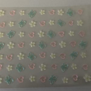 Profi NailArt Sticker - Schmetterlinge mit Herzen und Blumen mit Glitzereffekt.
