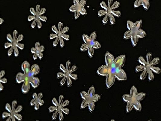 Profi NailArt Sticker - Blumen mit Silbereffekt.
