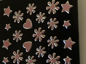 Profi NailArt Sticker - Rosa Herzen Blumen und Sterne mit Glanzeffekt.