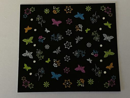 Profi NailArt Sticker - Tolle Neon-Sticker mit bunten Schmetterlingen Blumen und Sternen.