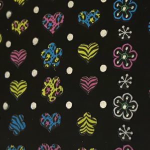 Profi NailArt Sticker - Tolle Neon-Sticker mit bunten Blumen und Herzen mit Steinchen.